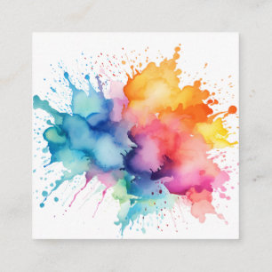 Aquarell-Spritzer-Regenbogen Quadratische Visitenkarte