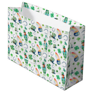 Aquarell-St Patrick Tagesmuster Große Geschenktüte
