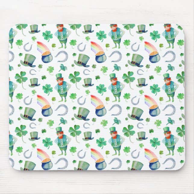Aquarell-St Patrick Tagesmuster Mousepad (Vorne)
