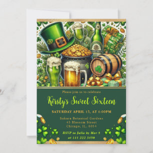 Aquarell St. Patrick's Day Sweet Sixteen Einladung
