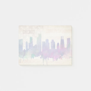 Aquarell-Stadt-Skyline Chicagos, IL   Post-it Klebezettel