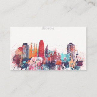 Aquarell-Stadt-Skyline von Barcelona Visitenkarte