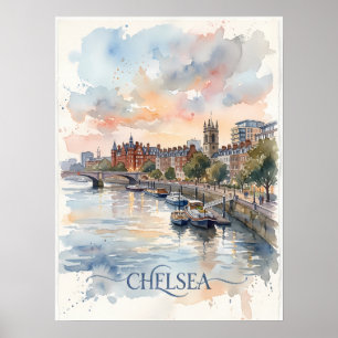 Aquarell-Stadtansicht Chelsea Manhattan Poster