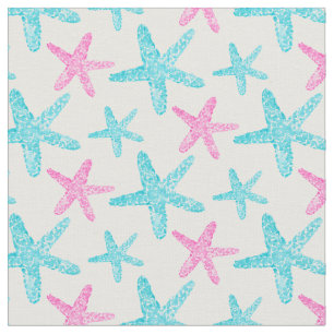 Aquarell Starfish Aquamarin rosa Muster Stoff