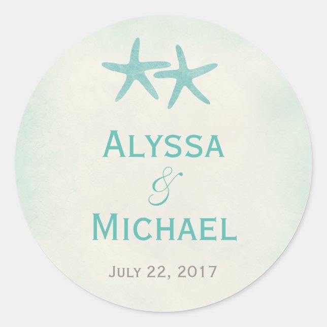 Aquarell Starfish Gustenaufkleber/Umschlag Aufkleb Runder Aufkleber (Vorderseite)