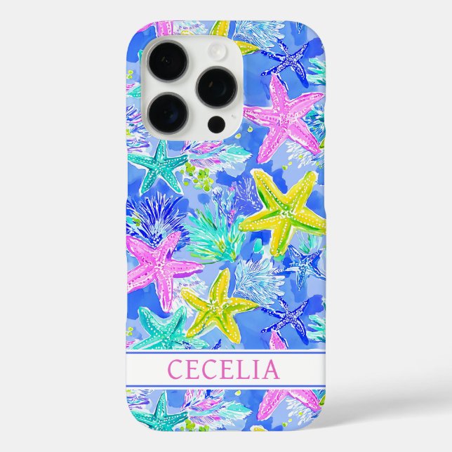 Aquarell-Starfish-Monogramm  Case-Mate iPhone Hülle (Rückseite)