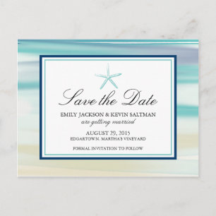 Aquarell Starfish Save the Date Ankündigungspostkarte