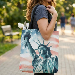 Aquarell Statue of Liberty mit amerikanischer Flag