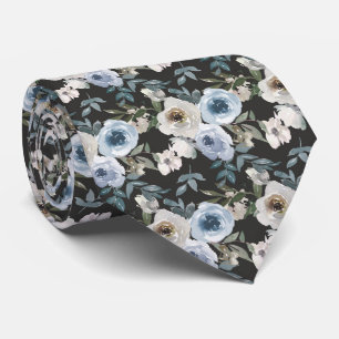 Aquarell Staubblau Florale Hochzeit Krawatte