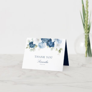 Aquarell Staubblau Florales Brautbad Dankeskarte