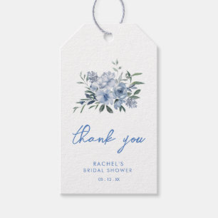 Aquarell Staubblau Florales Brautbad Geschenkanhänger
