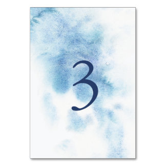 Aquarell Staubblau Winter Hochzeit Tischnummer