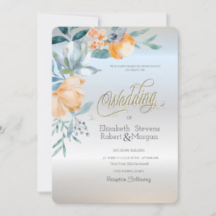 Aquarell Staubblaue Blumen Silberhochzeit Einladung