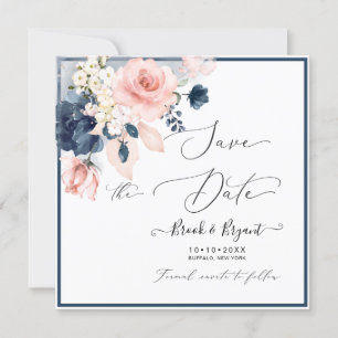 Aquarell Staubblaue Rosen erröten Einladung