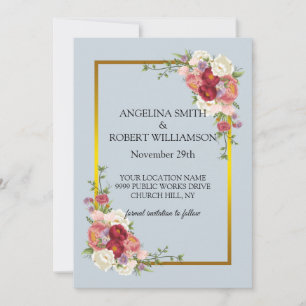 Aquarell Staubgrau Gold Rosé Pfirsich Hochzeit Save The Date