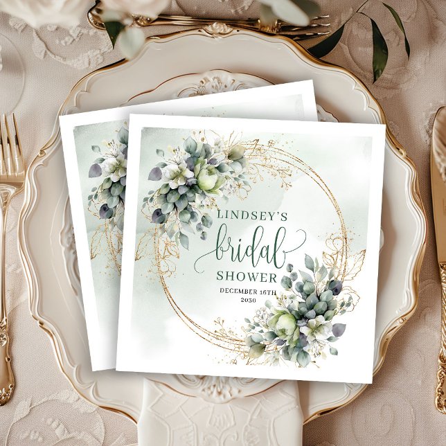Aquarell Staubgrüne Brautparty Servietten (Watercolor Dusty Green Bridal Shower Party Napkins)