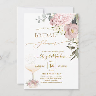 Aquarell Staubige Rosen Hydrangea Brautparty Einladung