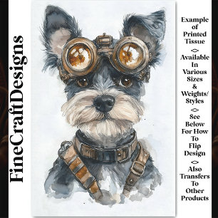 Aquarell-Steampunk-Schnauzer-Hund CC8 Decoupage Seidenpapier