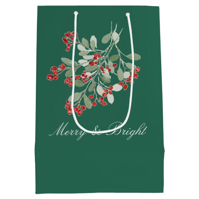 Aquarell-Stechpalme  Mittlere Geschenktüte (Rückseite)