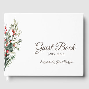 Aquarell-Stechpalmen-Beeren-Grün Gästebuch