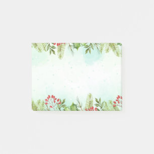 Aquarell-Stechpalmen-Beeren-Weihnachts-Botanik-Lau Post-it Klebezettel