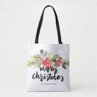 Aquarell-Stechpalmen-Bürste, die frohe Weihnachten