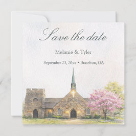 Aquarell-Stein-Kapelle-Frühling-Save-the-Date-Kart Save The Date