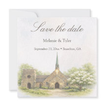 Aquarell-Stein-Kapelle Save-the-Date-Karte