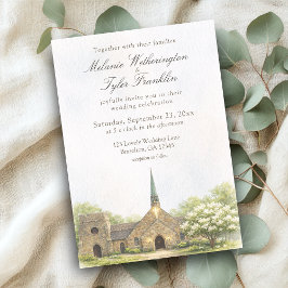 Aquarell-Stein-Kapelle-Sommer-Hochzeitseinladung Einladung