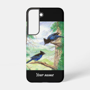 Aquarell Stellar Jay Vögel Wald Bäume  Samsung Galaxy Hülle