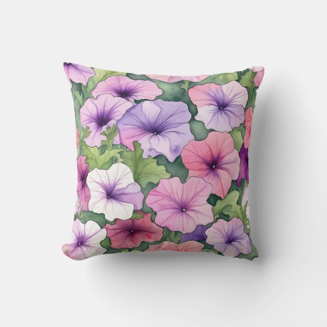 Aquarell-Stiefmütterchen-Blumen Kissen (Vorderseite)