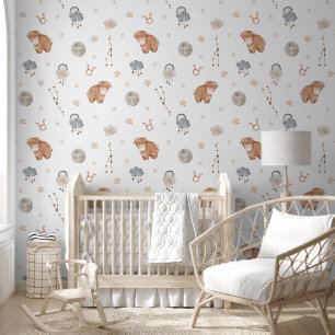 Aquarell Stier Zodiak Kinderzimmer Tapete