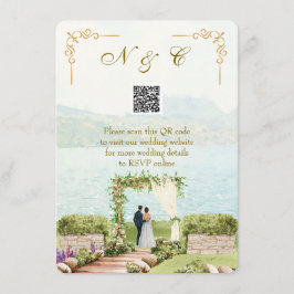 Aquarell-Stil QR-Code Hochzeit Beilagekarte Begleitkarte
