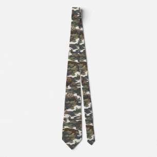 Aquarell-Stil-Tarnung Camo mit Tieren Krawatte