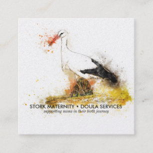 Aquarell-Storch-Geschäftskarte Telefonnummerkarte