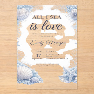 Aquarell Strand Alles was ich sehe ist Liebe Braut Acryleinladungen