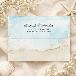 Aquarell-Strand am Meer Sommerhochzeit