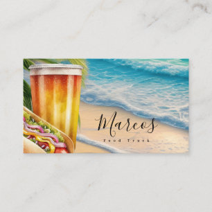 Aquarell-Strand-Food-Truck-Restaurant-Geschäft Visitenkarte