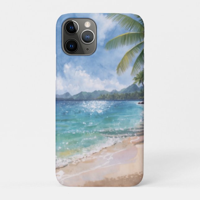 Aquarell Strand Hawaii Case-Mate iPhone Hülle (Rückseite)