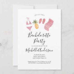 Aquarell-Strand-Junggesellinnen-Abschiedsparty-Ein Einladung