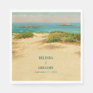 Aquarell-Strand-Küsten-Hochzeitsdestination Serviette