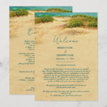 Aquarell-Strand-Küstenhochzeits-Itinerary 