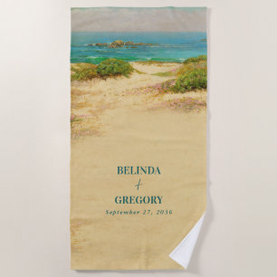 Aquarell-Strand Küstenhochzeitsziel Strandtuch