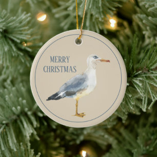 Aquarell-Strand-Möwe Personalisiert Keramik Ornament