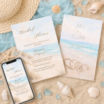 Aquarell-Strand-Sanddünen-Herzen Brautparty