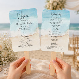 Aquarell-Strand-Sommer-Hochzeitsprogramm Fächer