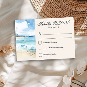 Aquarell-Strand-Themen-Hochzeit RSVP Karte