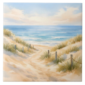 Aquarell Strand und Ozean Illustration  Fliese