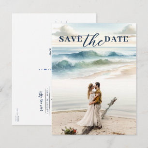 Aquarell Strand Wellen Küste Save the Date Ankündigungspostkarte