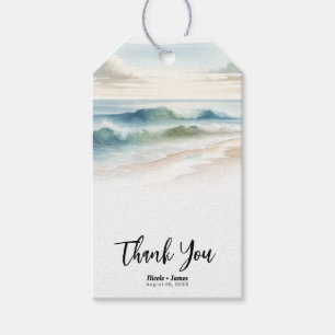 Aquarell Strand Wellen Rustikale Küstenhochzeit Geschenkanhänger